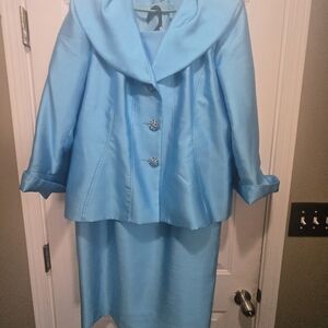 Chic Women's Blue Midi Skirt Set